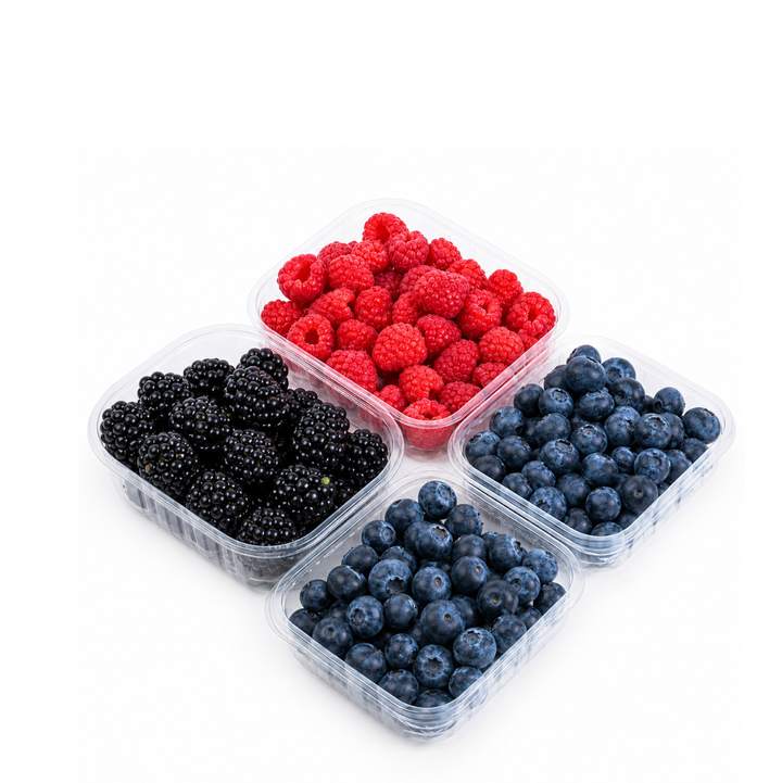 Mixed berry fruit bundle featuring a variety of fresh, colorful berries arranged together.