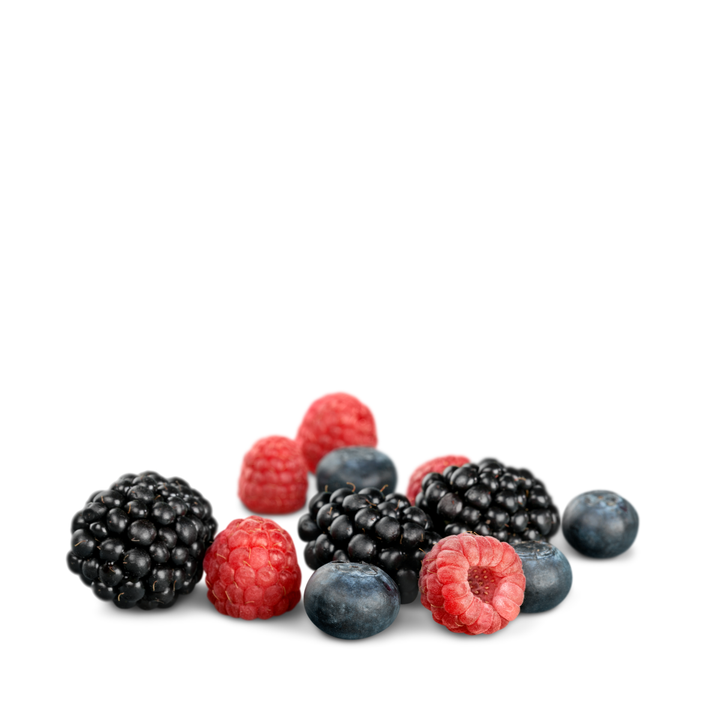 Mixed Berry Bliss Bundle featuring fresh strawberries, blueberries, raspberries, and blackberries in a colorful fruit display.