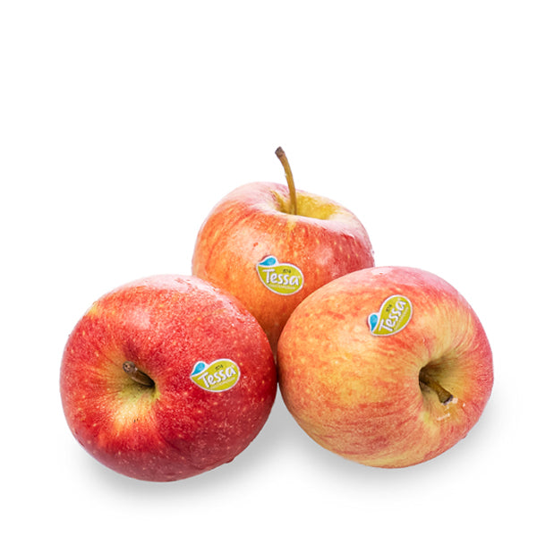 Fresh Tessa apples from Fengapi in a 1 kg pack, showcasing bright red skin and crisp texture, from the Sharbatly brand.