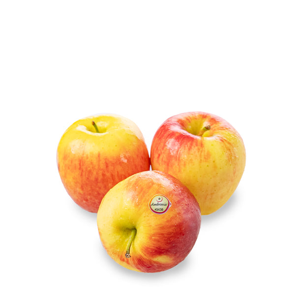 Fresh Apples Ambrosia from Sharbatly, 1 kg pack, showcasing ripe, crisp apples with vibrant red and green skin.