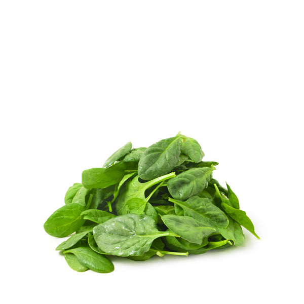 Fresh baby spinach leaves from Babul, hydroponically grown in a 0.125 kg pack, vibrant green vegetable for salads and cooking.