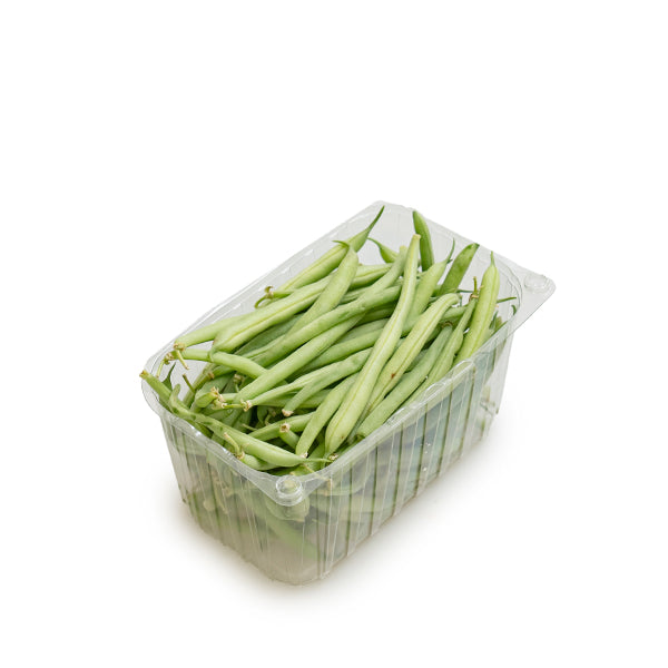 Fresh bobby beans in a 0.5 kg pack from Local Market, vibrant green vegetable with smooth, firm pods.
