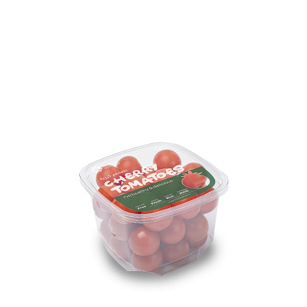 Fresh hydroponic cherry tomatoes from Mishkat, vibrant red vegetables in a 0.25 kg pack.