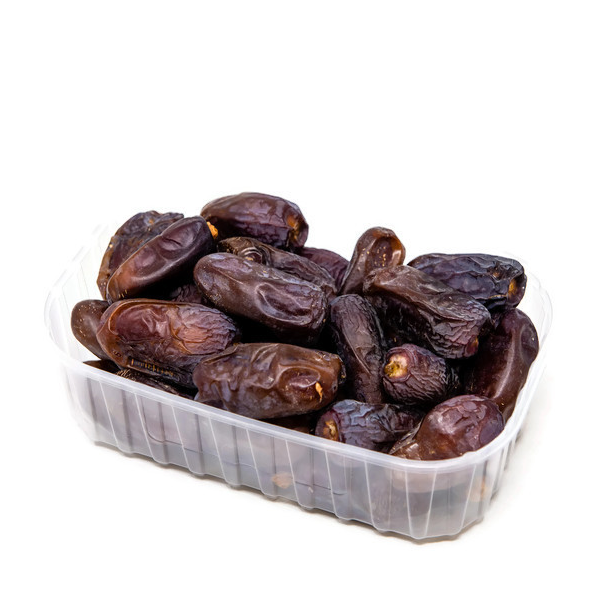 Sharbatly Safawi dates in a 0.50 kg pack, showcasing glossy, dark brown dates with a smooth surface and natural texture.