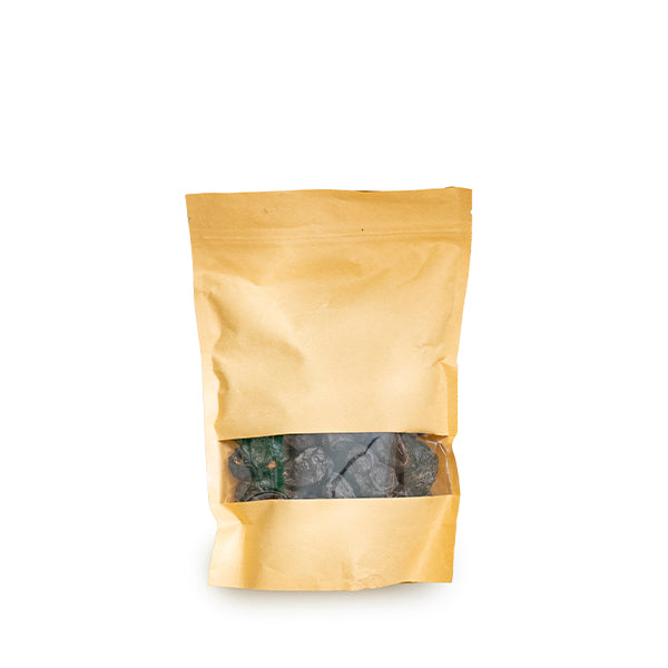 Ajwah dates from Sharbatly in a 0.50 kg pack, showing fresh, glossy dates with smooth, dark brown skin and natural texture.