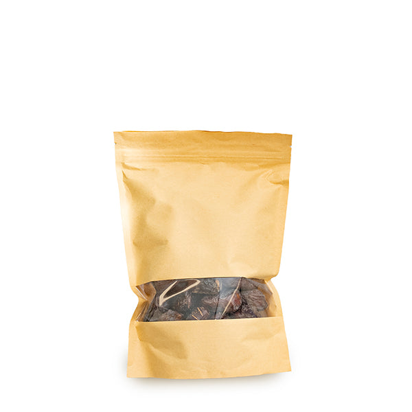 Sharbatly Ambar dates in a 0.50 kg pack, showcasing glossy, dark brown natural date fruit with textured surface.