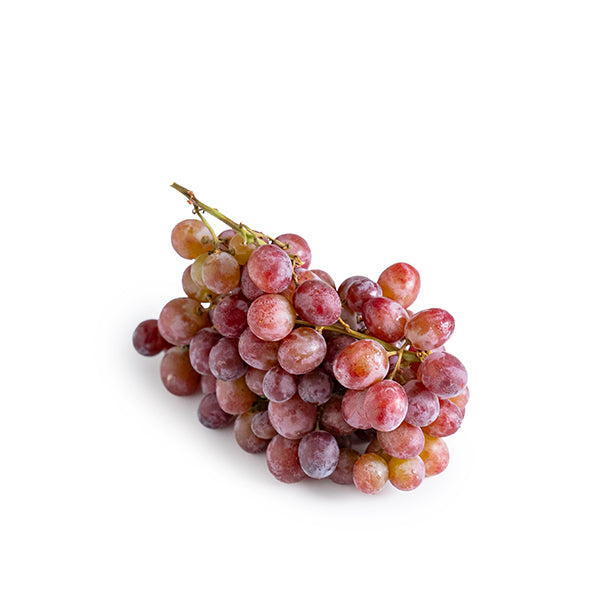 Fresh strawberry grapes from Sharbatly, 0.5 kg pack, showing plump, red and green grapes on the vine.
