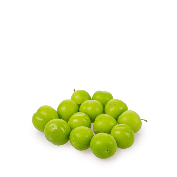Green sour plums from Local Market in a 0.4 kg pack, fresh green fruit with tart flavor, ready for snacking or cooking.
