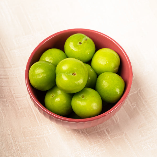 Fresh green sour plums from Local Market, 0.2 kg pack, showcasing vibrant, ripe green fruit ready to eat.