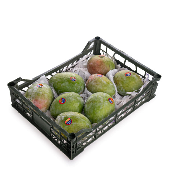 Fresh jasmine mangoes in a 3 kg carton from Local Market, showcasing ripe, fragrant mangoes ready to eat.