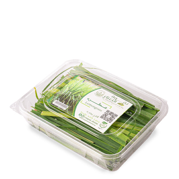 Organic lemon grass leaves from Naqwat Al Nana, 0.15 kg pack, fresh green herb for cooking and herbal teas.