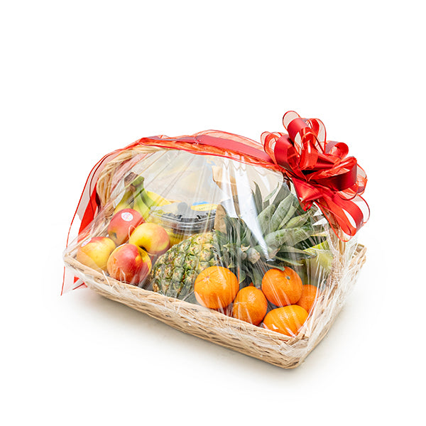 Assorted fresh mixed fruit in a gift basket featuring a variety of colorful fruits from the Mixed brand.