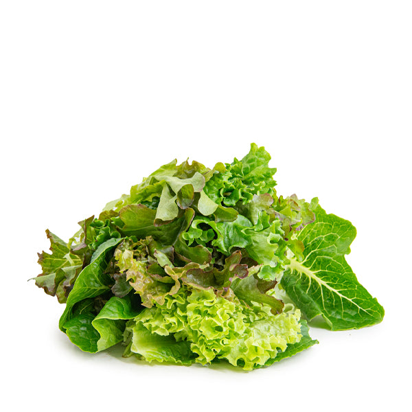Fresh hydroponic lettuce mix from Mishkat, 0.125 kg pack, featuring a colorful blend of leafy vegetables.