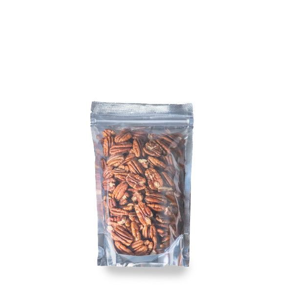Image of roasted pecans from Fresh Nuts in a 0.25 kg pack, showing whole, golden-brown nuts with a natural roasted appearance.