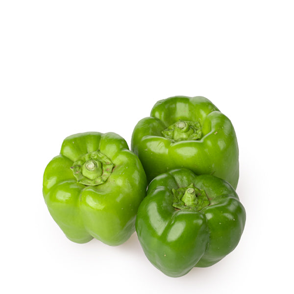 Fresh green capsicum peppers from Local Market, 1 kg pack, vibrant and crisp vegetables ready for cooking or snacking.