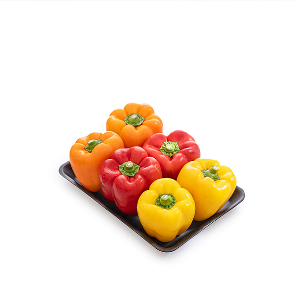 Mixed capsicum peppers in a 1 kg pack, vibrant colorful vegetables from Local Market, fresh and crisp for cooking or salads.