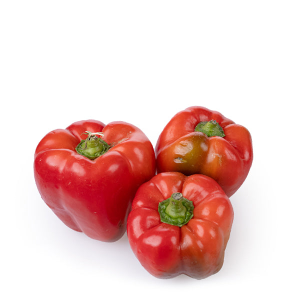 Red capsicum peppers from the Local Market, 1 kg pack, fresh vegetables with vibrant color and smooth skin.