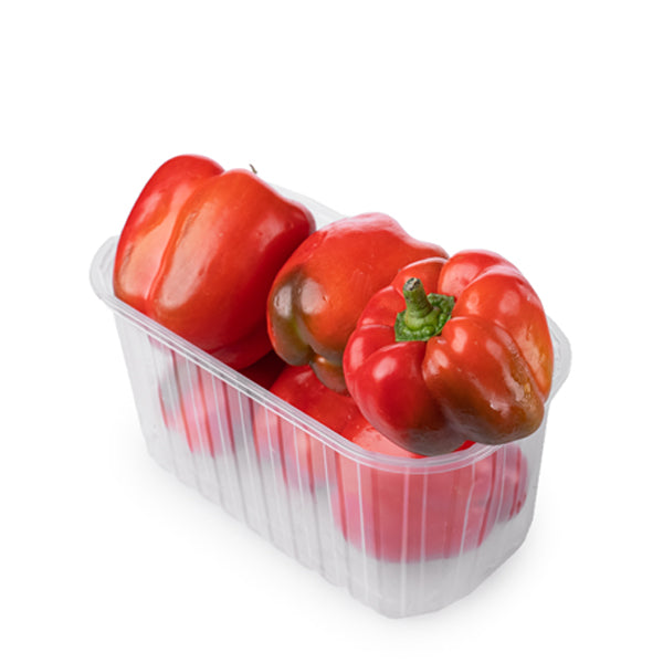Fresh red capsicum peppers in a 1 kg pack from Local Market, vibrant and ready for cooking or snacking.