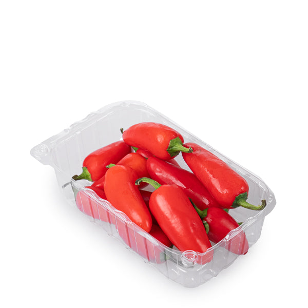 Red Jalapeno peppers from Holland, fresh and vibrant, packed in a 0.250 kg vegetable pack.