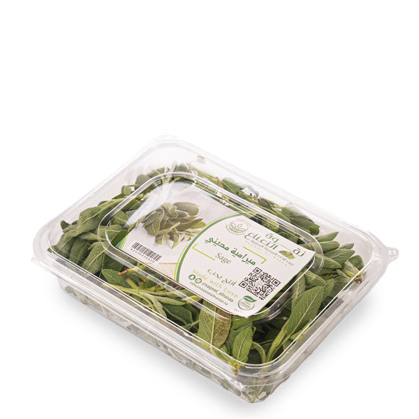 Fresh organic sage herb in a 0.15 kg pack from Naqwat Al Nana, showing vibrant green leaves on the herb.