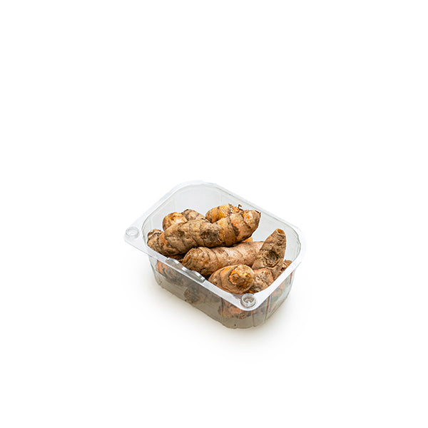 Fresh turmeric root from Local Market, vibrant orange vegetable with knobby texture, packed in a 0.250 kg bundle.