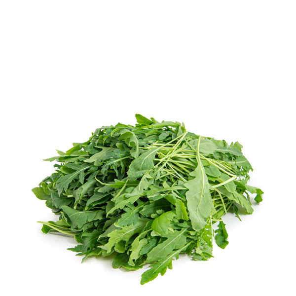 Fresh baby hydroponic arugula (wild argula) from Mishkat in a 0.125 kg pack, shown in a close-up image of vibrant green leaves.