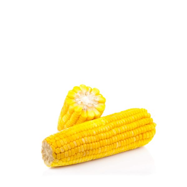 Precooked corn on the cob in a vacuum bag, 0.4 kg, Holland vegetable product showing fresh yellow corn with husk removed