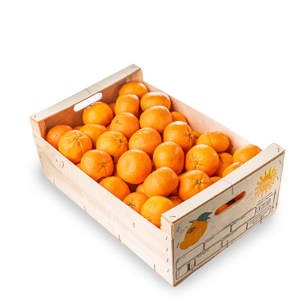 Sharbatly easy peeler Nadorcot fruit in a 10 kg carton, showing fresh, vibrant orange peels from the packaging.