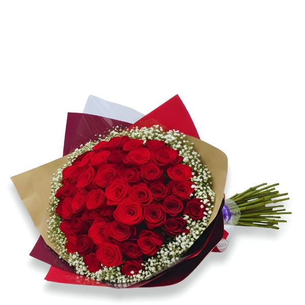 Red Roses Grand Luxury Bouquet, 50 stems - Sharbatly.Club
