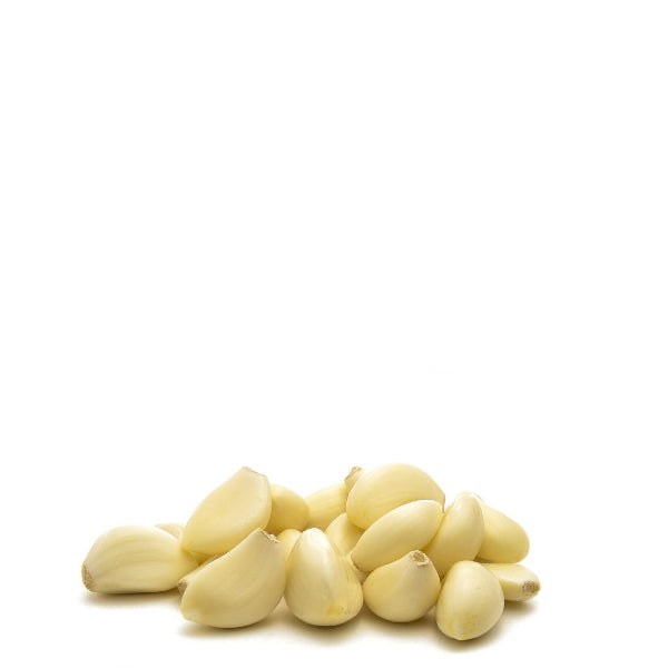 Peeled garlic cloves in a 0.15 kg pack by Sharbatly, fresh and ready for cooking, shown in a clear close-up image.