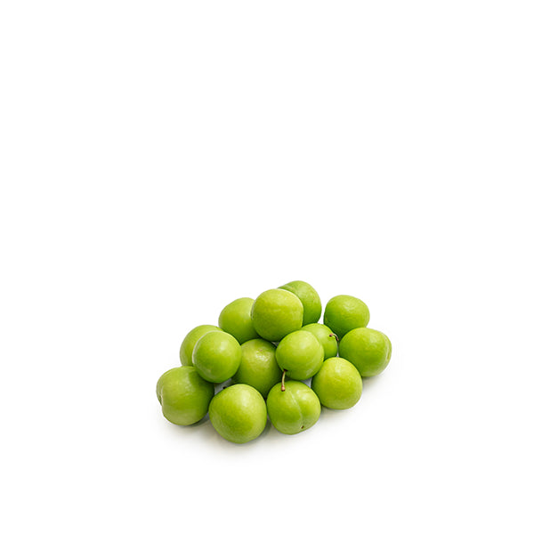 Fresh green sour plums from Local Market, small 0.2 kg pack, showcasing vibrant green color and juicy texture.