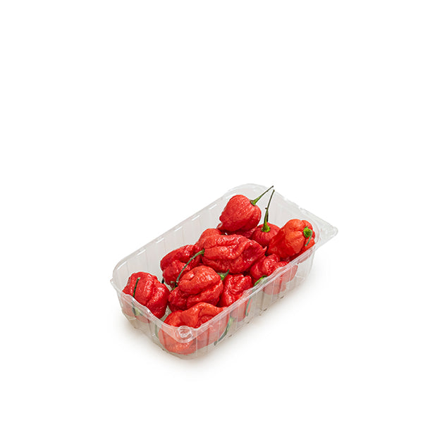 Holland Carolina Reaper hot pepper herb in a 0.150 kg pack, showing vibrant red, wrinkled peppers with green stems.
