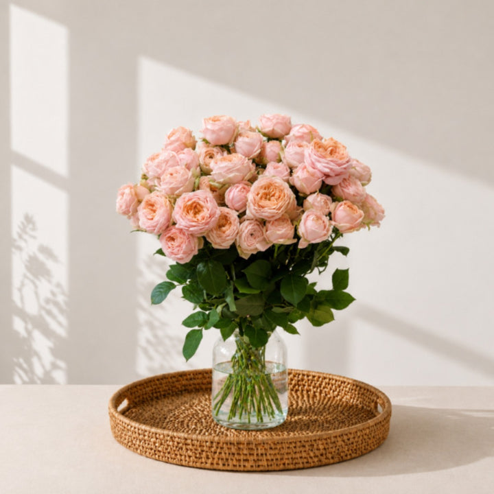 Bouquet of 10 Spray Roses in Garden Lady Ella variety by Vegpro Kenya, fresh floral arrangement for home decor.