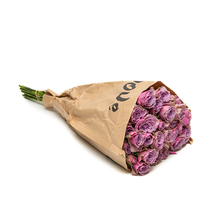 Purple spray roses from Vegpro Kenya arranged in a garden setting, showcasing 10 stems of vibrant flowers.