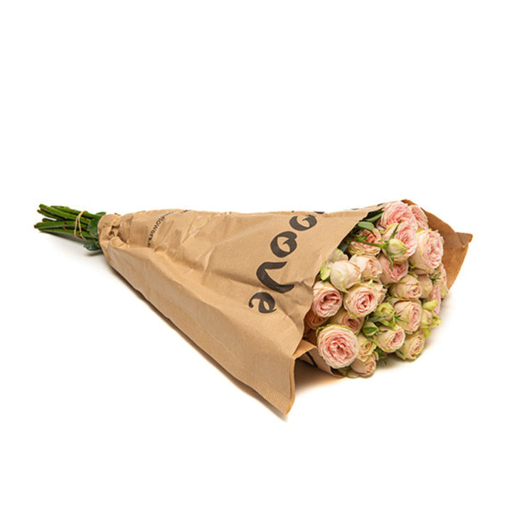 Bouquet of 10 Spray Roses from Vegpro Kenya, garden-grown Sweet Giselle flowers, showcasing vibrant blooms and fresh green stems.