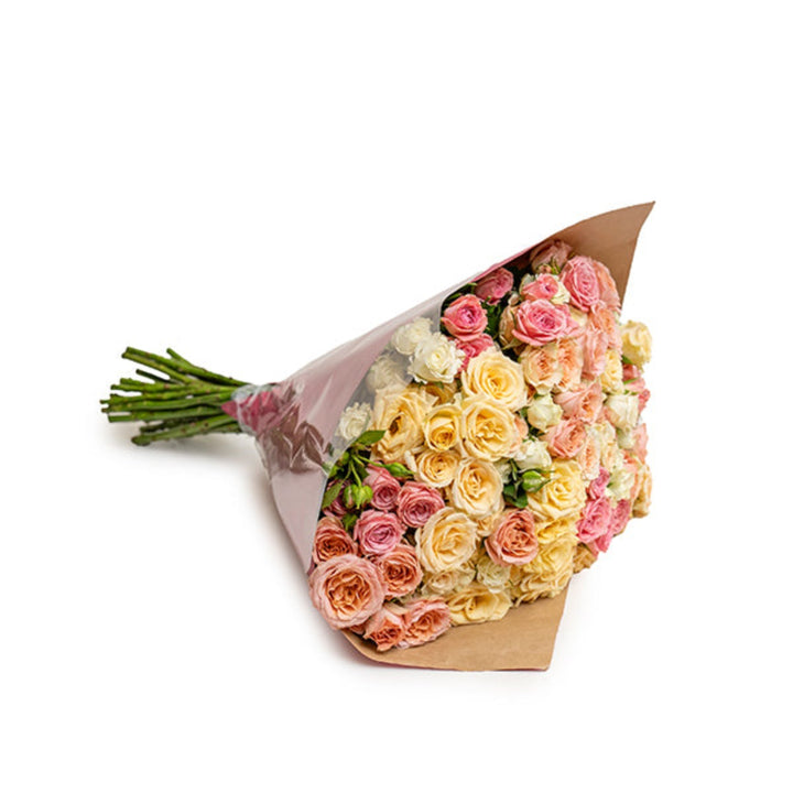 Blush baby roses luxury bouquet with 25 stems from Mix Flower Bouquet, featuring soft pink, delicate blooms in a lush floral arrangement.