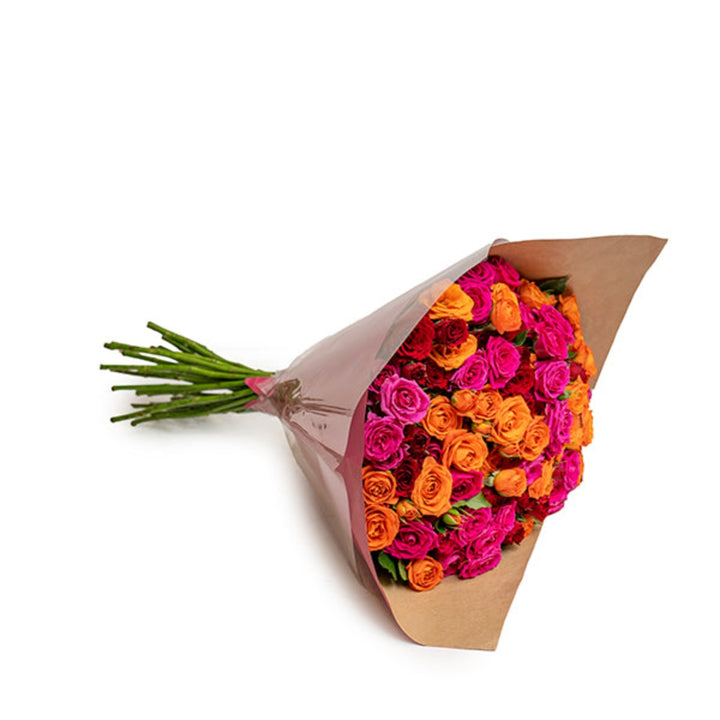 Baby Roses Carnival Luxury Bouquet with 30 stems from Mix Flower Bouquet, showcasing vibrant, fresh roses in a colorful floral arrangement.