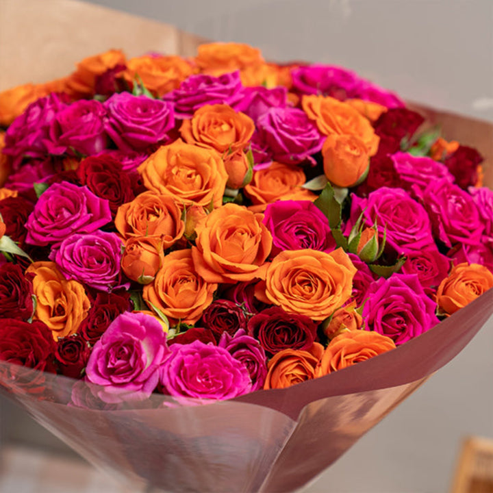 Luxury baby roses bouquet with 30 stems from Mix Flower Bouquet, showcasing vibrant, fresh roses arranged in a beautiful floral display.
