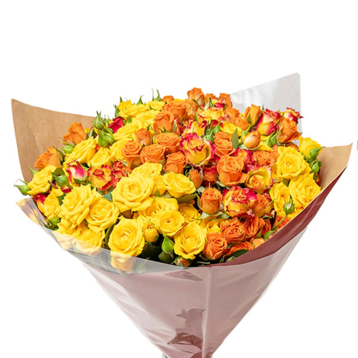 Sunshine Luxury Baby Roses bouquet with 30 stems from Mix Flower Bouquet, featuring vibrant, fresh baby roses arranged in a colorful bouquet.