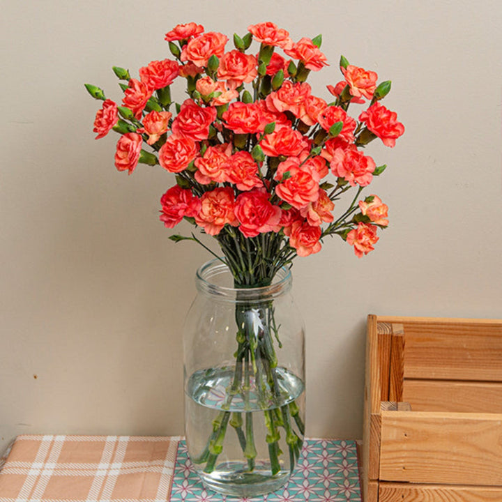 Bouquet of 10 Baby Amelia carnations from SQ Flora Kenya, fresh pink flowers with green leaves in a natural arrangement.