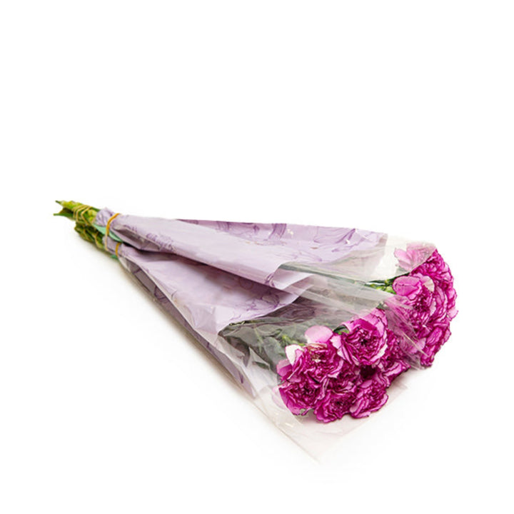 Fresh Royal Damascus carnations with 20 stems, vibrant red flowers from SQ Flora Kenya arranged in a bouquet.
