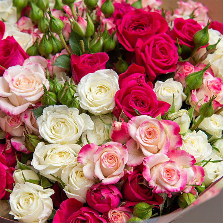 Cerise pink luxury flower bouquet with 30 stems from Mix Flower Bouquet, featuring vibrant, fresh blooms arranged beautifully.
