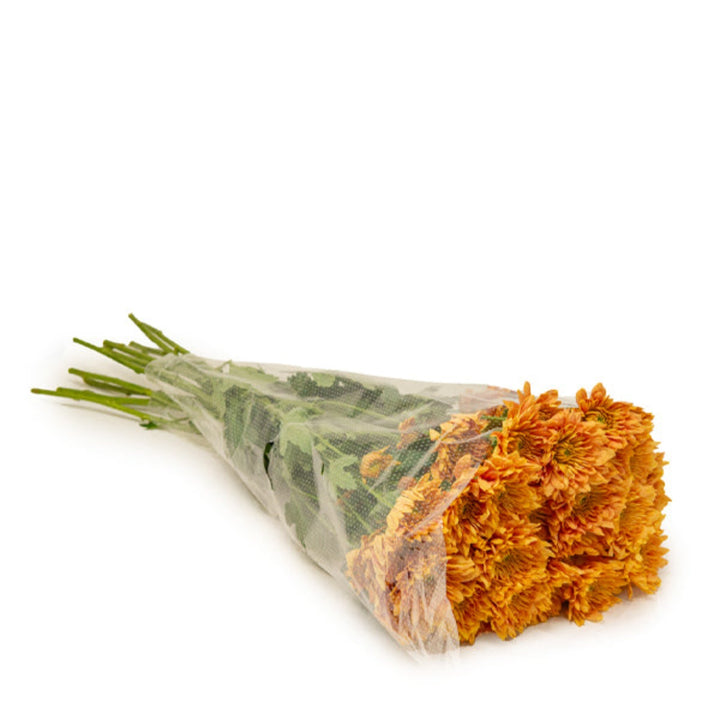 Bright orange Chrysanthemums flower stems by Black Tulip, showcasing vibrant blossoms arranged in a natural bouquet.