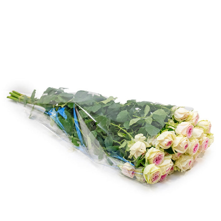 Bouquet of five Garden Spray Rose Gelato stems by SQ Flora Kenya with vibrant pink blossoms and lush green foliage.