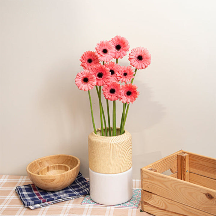 Mini Vidal Gerbera flower bouquet with 10 stems, vibrant colorful blooms from Flowranow.