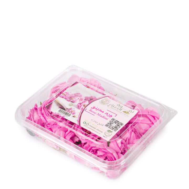 Dried Damask rose flowers in a 0.1kg organic pack, natural and aromatic, from Naqwat Al Nana.