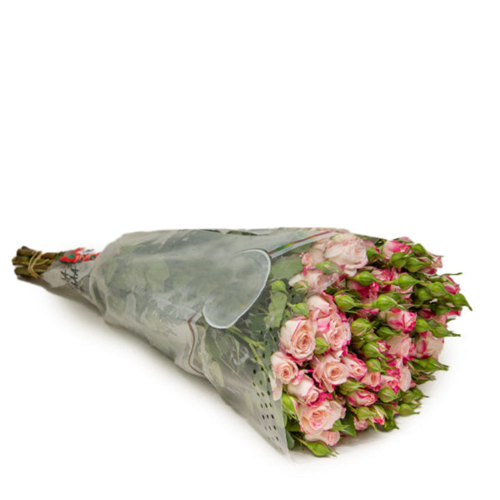 Bouquet of 10 pink Roses Baby Reflex flowers by SQ Flora Kenya, showcasing vibrant pink blooms on green stems.