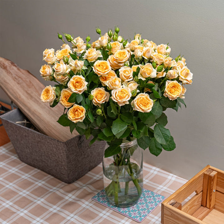Bouquet of 10 Trinity-Peach Roses Baby flowers from SQ Flora Kenya, fresh pink roses arranged in a natural display