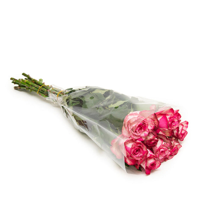 Bouquet of 10 fresh Barracuda roses from SQ Flora Kenya, showcasing vibrant red flower stems and lush green leaves.
