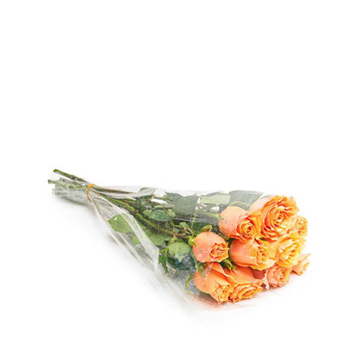 Bouquet of 10 pink roses from Carpe Diem by Black Tulip, arranged with lush green leaves and vibrant blooms.